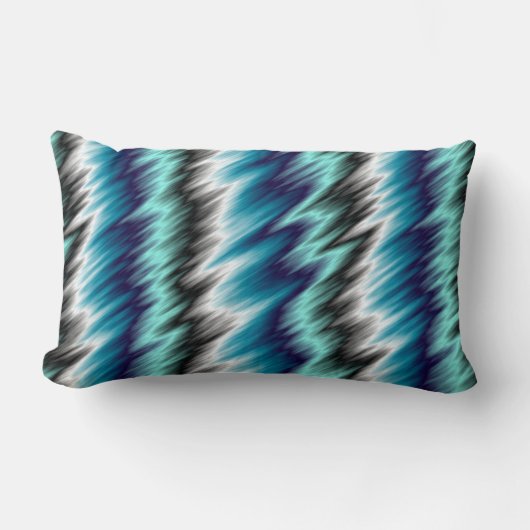 青い白黒抽象芸術 ランバークッション (正面)