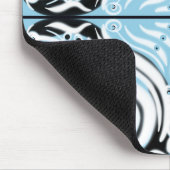 青い白黒曲線抽象芸術パターン マウスパッド (コーナー)