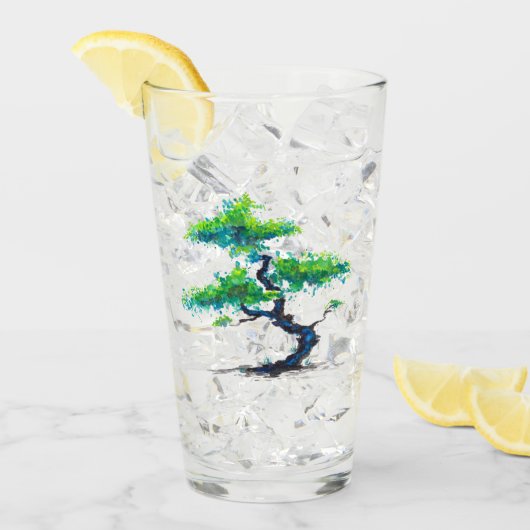 青い盆栽水彩 タンブラーグラス (アイス正面)