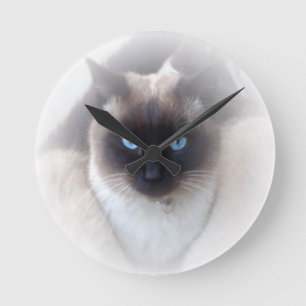 青い目がシャム猫 ラウンド壁時計