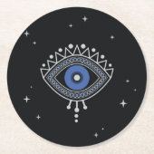 青い目での悪いエネルギーからの保護 ラウンドペーパーコースター (正面)