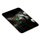 青い目とマッチングカラーのグレーと白の猫 マグネット (右側)