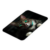 青い目とマッチングカラーのグレーと白の猫 マグネット (左側)