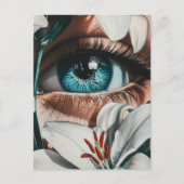 青い目と白のユリ ポストカード (正面)