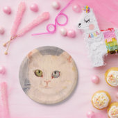 青い目と緑の目を持つ白い子猫紙Pla ペーパープレート (パーティー)
