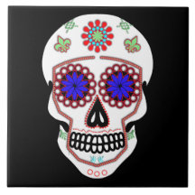 青い目と緑の（紋章の）フラ・ダ・リを持つ砂糖スカル