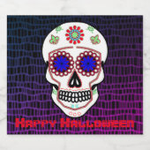 青い目と緑の(紋章の)フラ・ダ・リを持つ砂糖スカル ビールラベル (シングルラベル)