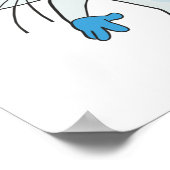 青い目と耳の可愛いジャンプ光シアンの子猫 ポスター (角)