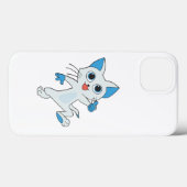青い目と耳の可愛いジャンプ光シアンの子猫 Case-Mate iPhoneケース (裏面 (横))
