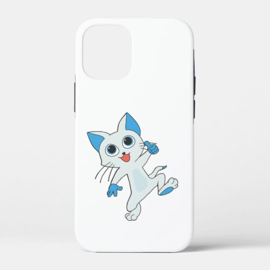 青い目と耳の可愛いジャンプ光シアンの子猫 Case-Mate iPhoneケース (裏面)