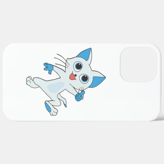 青い目と耳の可愛いジャンプ光シアンの子猫 Case-Mate iPhoneケース (裏面 / 右)