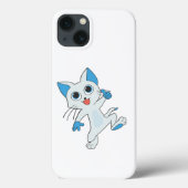 青い目と耳の可愛いジャンプ光シアンの子猫 Case-Mate iPhoneケース (裏面)