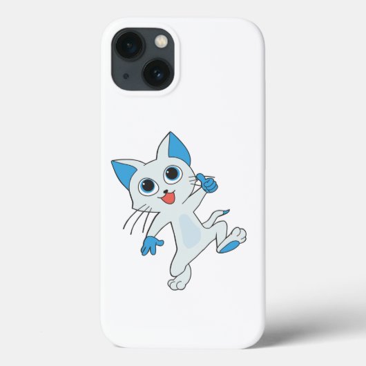 青い目と耳の可愛いジャンプ光シアンの子猫 Case-Mate iPhoneケース (裏面)
