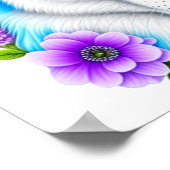 青い目と花を持つハスキー犬 ポスター (角)