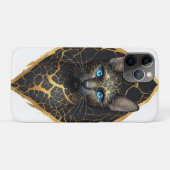青い目と金色の装飾の黒猫の肖像画 Case-Mate iPhoneケース (裏面(横))