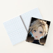 青い目と黒いシャツを持つアニメキャラクター ノートブック (内部)