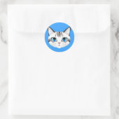 🐱 青い目のかわいい猫のミニマルアート 🐱 ラウンドシール (バッグ)