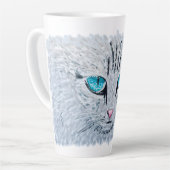 青い目のふわふわ猫 カフェラテマグ (左アングル)