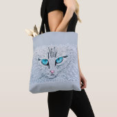青い目のふわふわ猫 トートバッグ (クローズアップ)