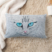 青い目のふわふわ猫 ランバークッション (ブランケット)