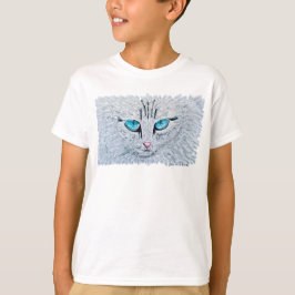 青い目のふわふわ猫 Tシャツ