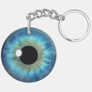 青い目のアイリス円形の二重味方されたアクリルのKeychain キーホルダー