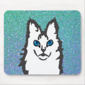 青い目のアンゴラ猫 マウスパッド (正面)