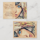 青い目のカッコいいのクラシックな水彩画のポートレートの絵画 名刺 (正面/裏面)