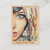 青い目のカッコいいのクラシックな水彩画のポートレートの絵画 名刺 (裏面)