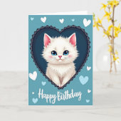 青い目のクリーチャーの誕生日カード カード (黄色い花)
