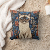 青い目のシャム猫ウィリアム・モリスインスパイア クッション (ブランケット)