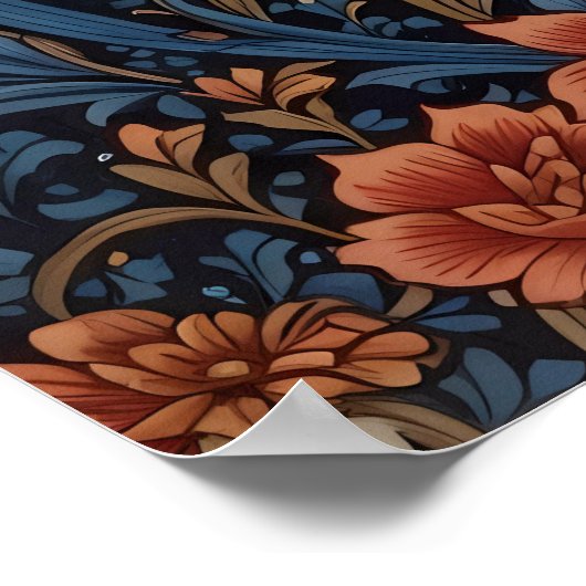 青い目のシャム猫ウィリアム・モリスインスパイア ポスター (角)