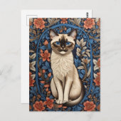 青い目のシャム猫ウィリアム・モリスインスパイア ポストカード (正面/裏面)
