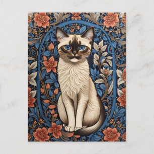 青い目のシャム猫ウィリアム・モリスインスパイア ポストカード