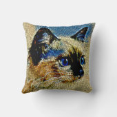 青い目のシャム猫モザイクタイル クッション (裏面)