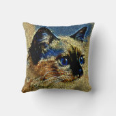 青い目のシャム猫モザイクタイル クッション (裏面)