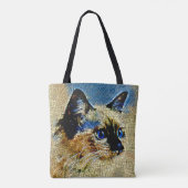 青い目のシャム猫モザイクタイル トートバッグ (裏面)