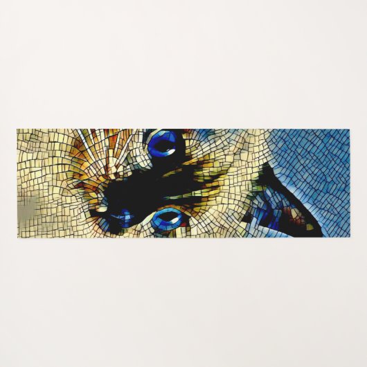 青い目のシャム猫モザイクタイル ヨガマット (裏面(横))