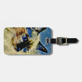 青い目のシャム猫モザイクタイル ラゲッジタグ (正面横)