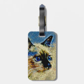 青い目のシャム猫モザイクタイル ラゲッジタグ (裏面縦)
