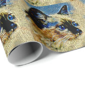 青い目のシャム猫モザイクタイル ラッピングペーパー (ロールコーナー)