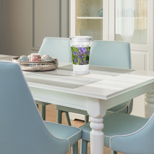 青い目のダーナトンボ紫色の花 アクリルタンブラー