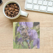 青い目のダーナトンボ紫色の花 ストーンコースター