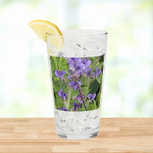 青い目のダーナトンボ紫色の花 タンブラーグラス