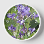 青い目のダーナトンボ紫色の花 壁時計 (正面)
