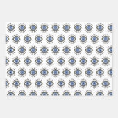 青い目のデザイン、悪い目の保護、幸運 ラッピングペーパーシート (正面2)