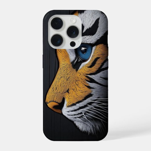 青い目のトラアート iPhoneケース (裏面)