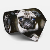 青い目のパグ顔黒 ネクタイ (ロール)