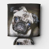 青い目のパグ顔 缶クーラー (正面)