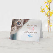 青い目のピンクの鼻の母の日のシャム猫 カード (黄色い花)